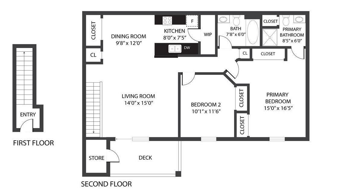 Worthington Green Floor Plan 2 Bed + Classic 2 Bed 2 Bath 1046 sqft
